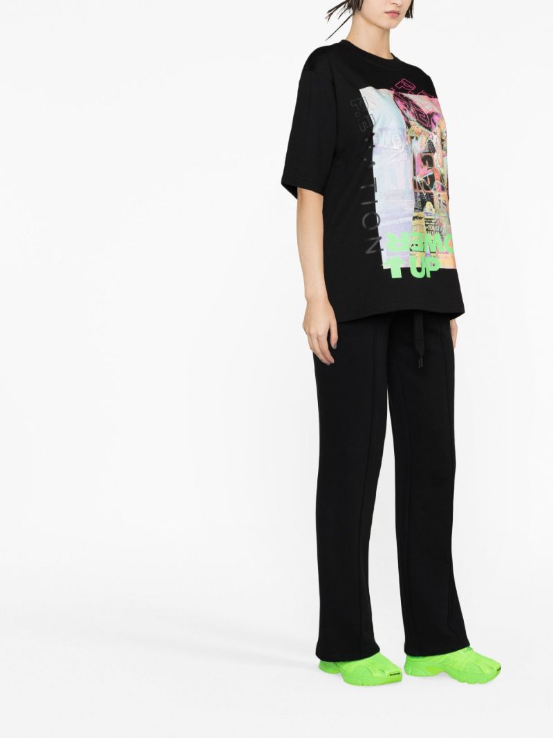 Black Power Up Printed T-shirt