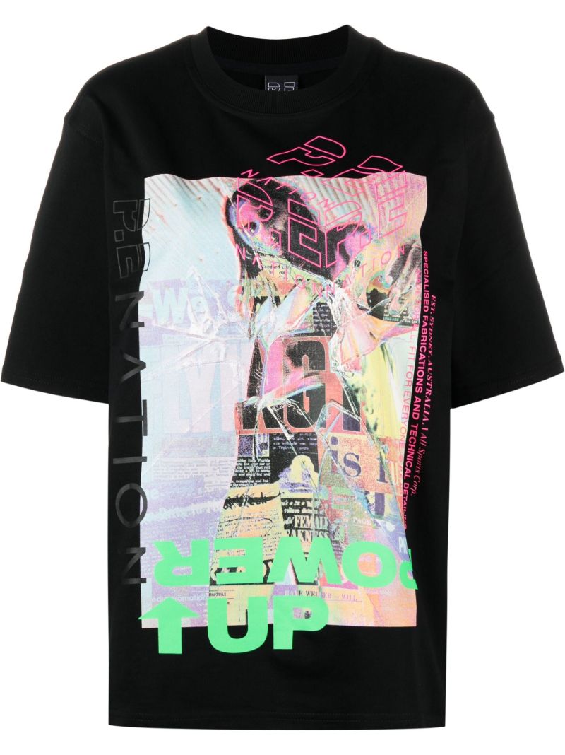 Black Power Up Printed T-shirt