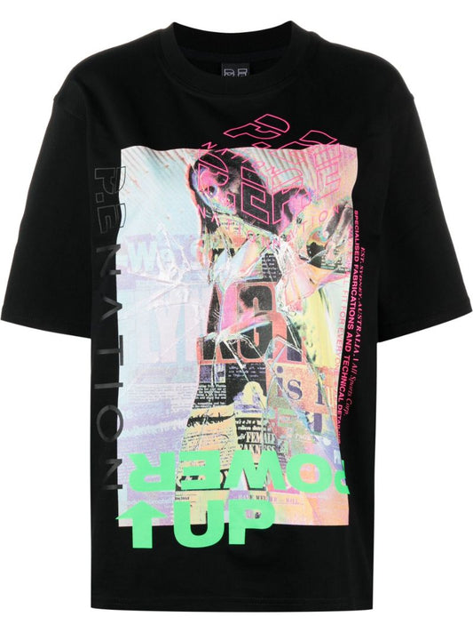 Black Power Up Printed T-shirt