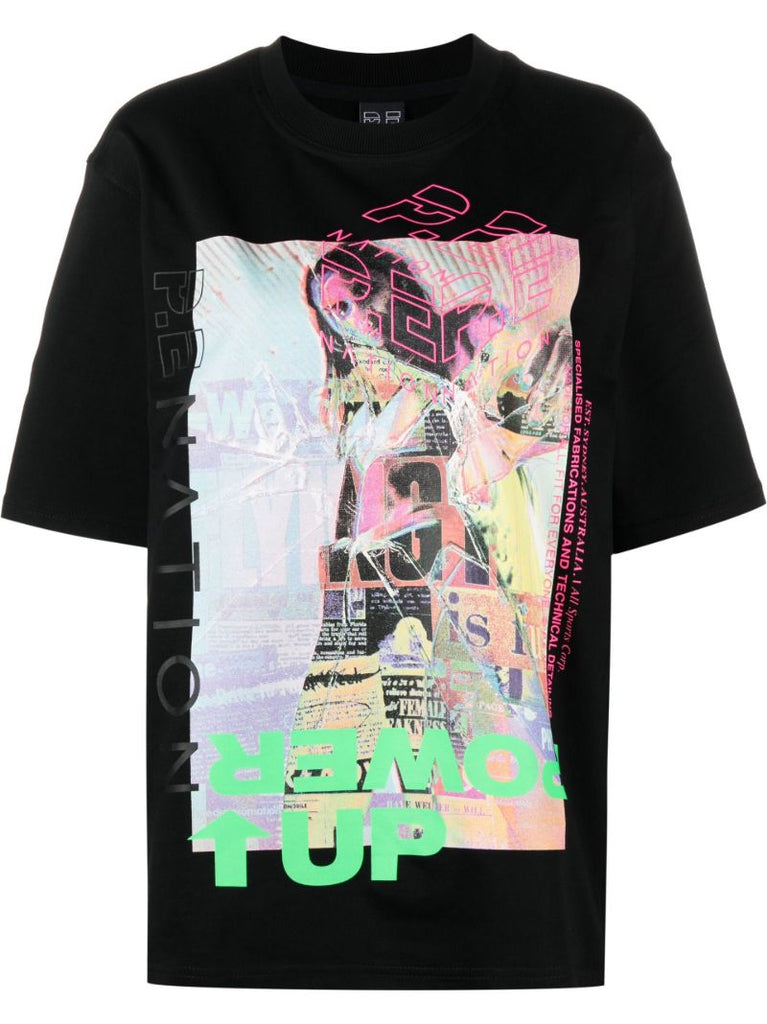Black Power Up Printed T-shirt