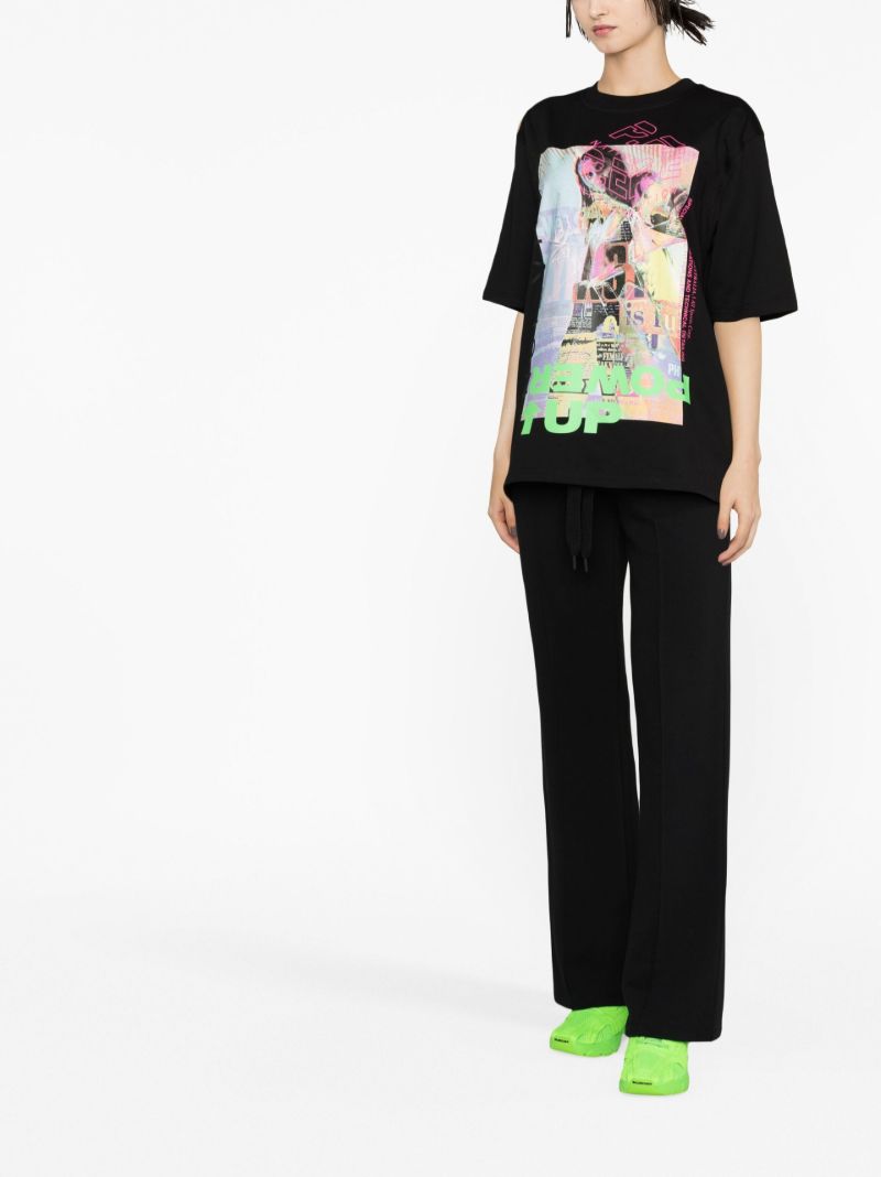 Black Power Up Printed T-shirt