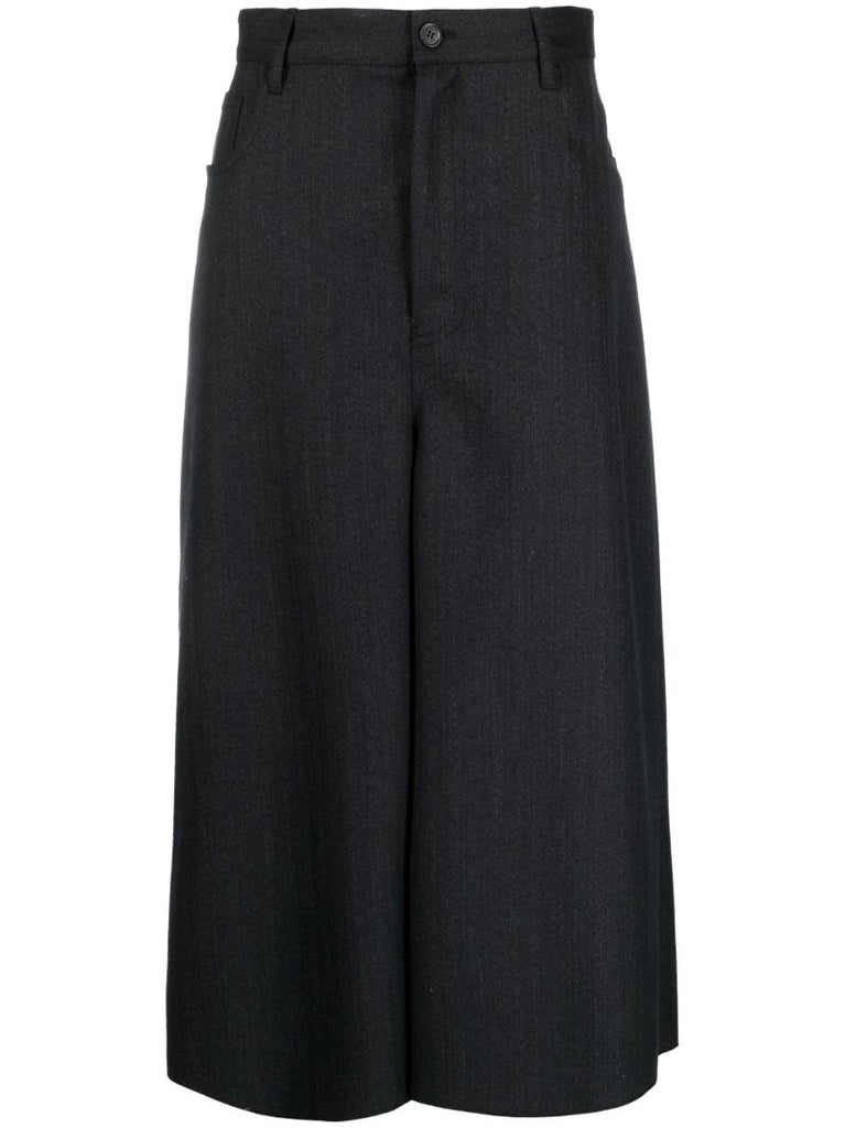 Black Wide Leg Wool Culottes