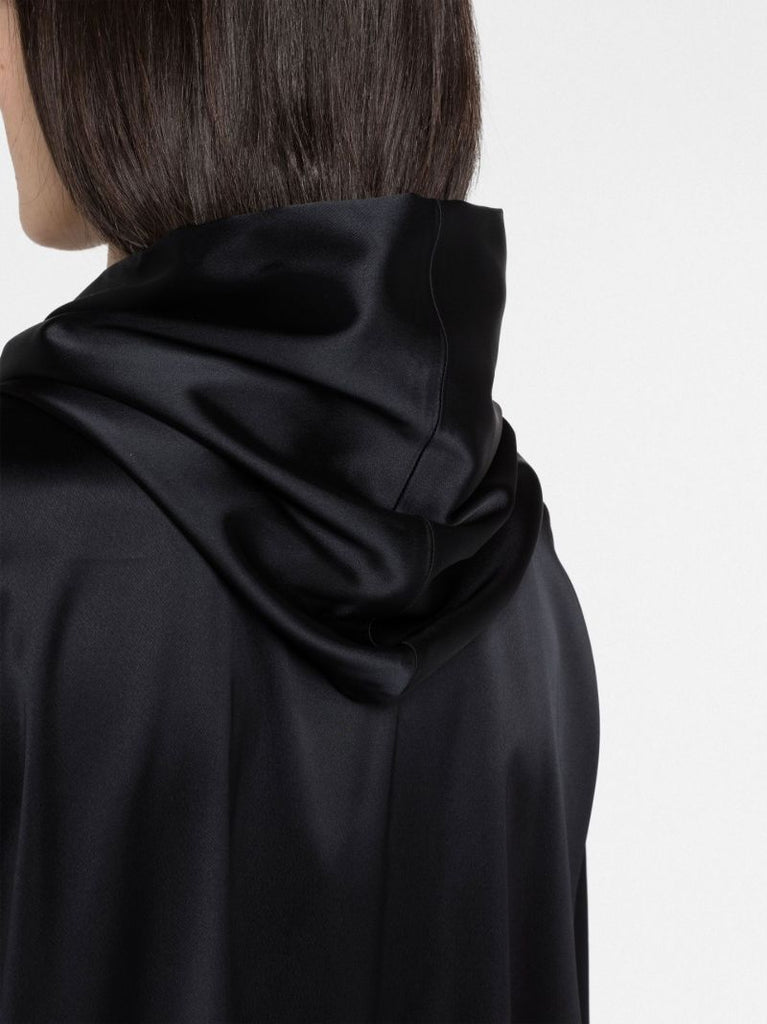 Black Logo Jacquard Hooded Blouse