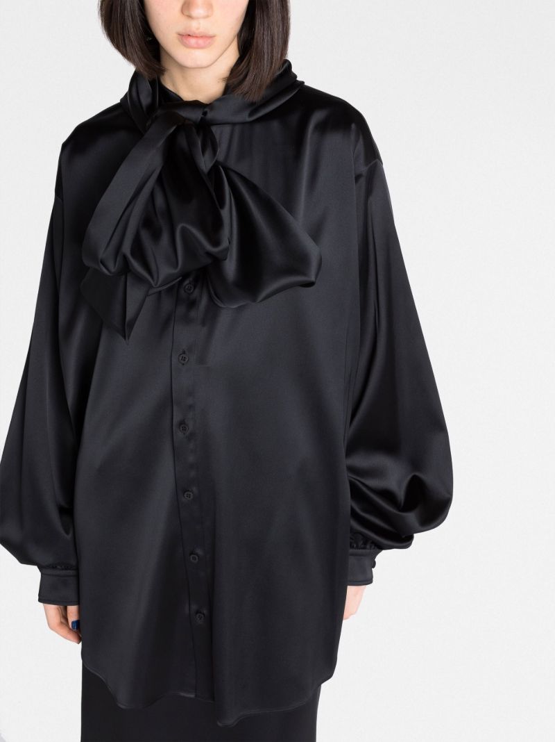 Black Logo Jacquard Hooded Blouse