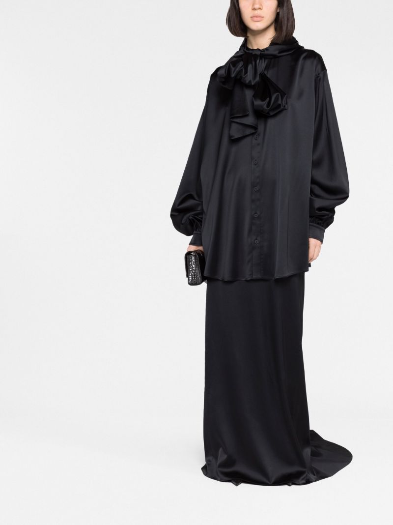 Black Logo Jacquard Hooded Blouse