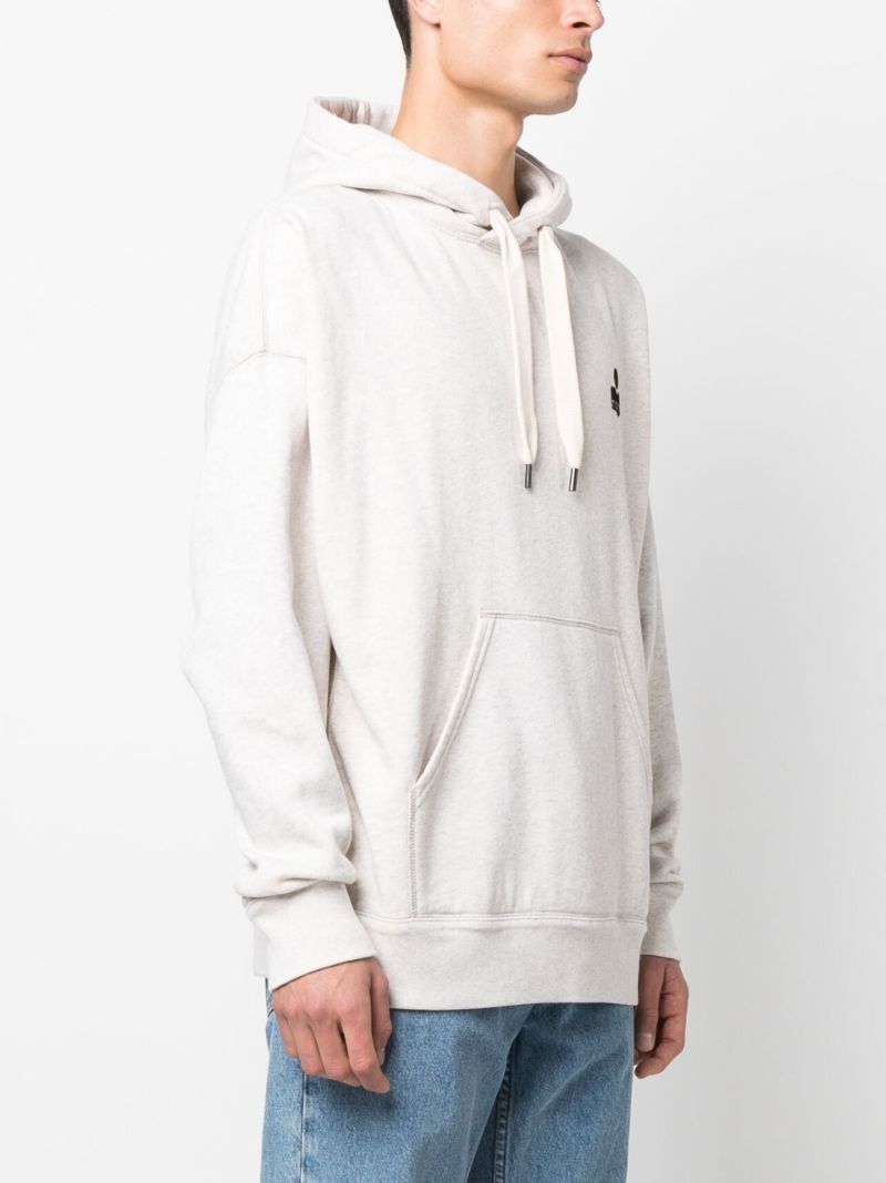 White Malek Flocked Logo Cotton Hoodie