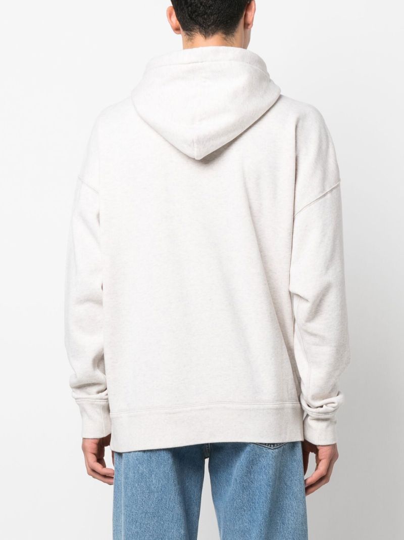 White Malek Flocked Logo Cotton Hoodie