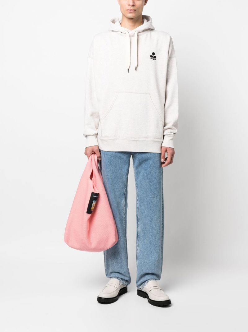 White Malek Flocked Logo Cotton Hoodie