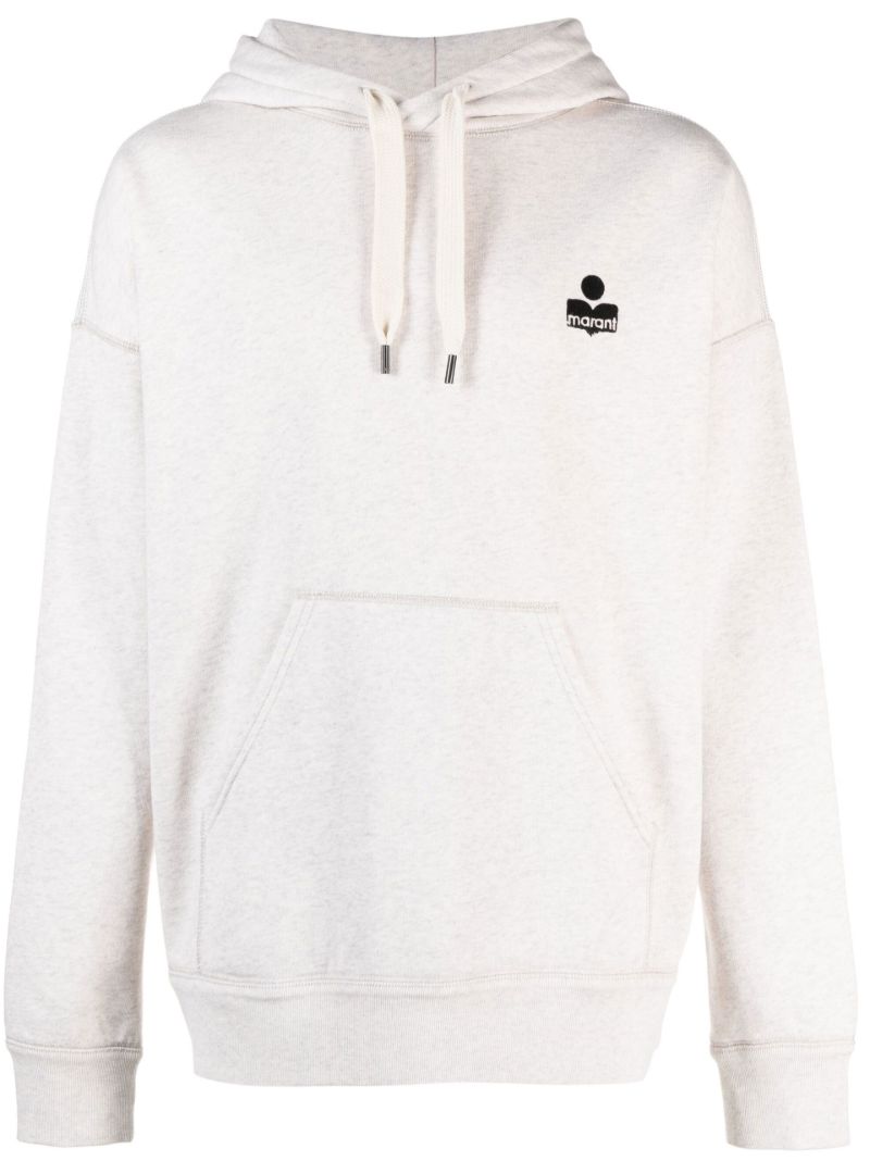 White Malek Flocked Logo Cotton Hoodie