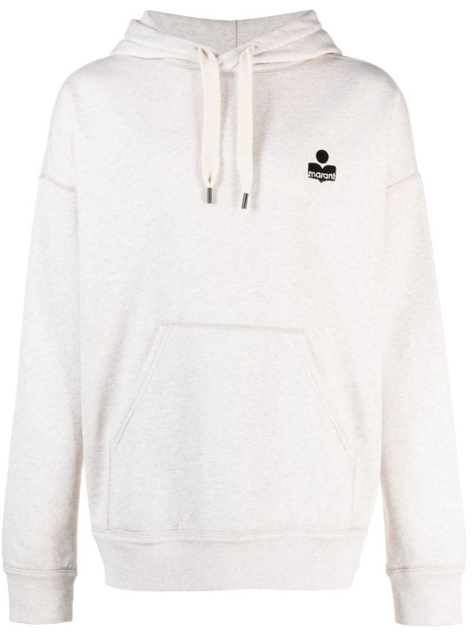 White Malek Flocked Logo Cotton Hoodie