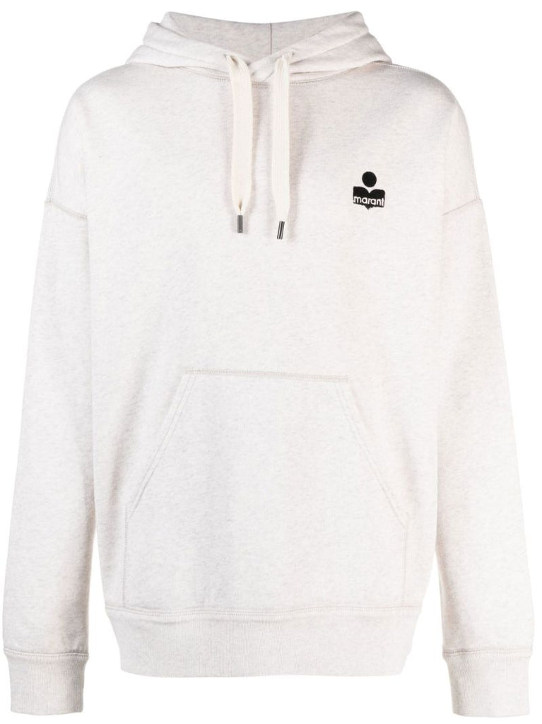 White Malek Flocked Logo Cotton Hoodie