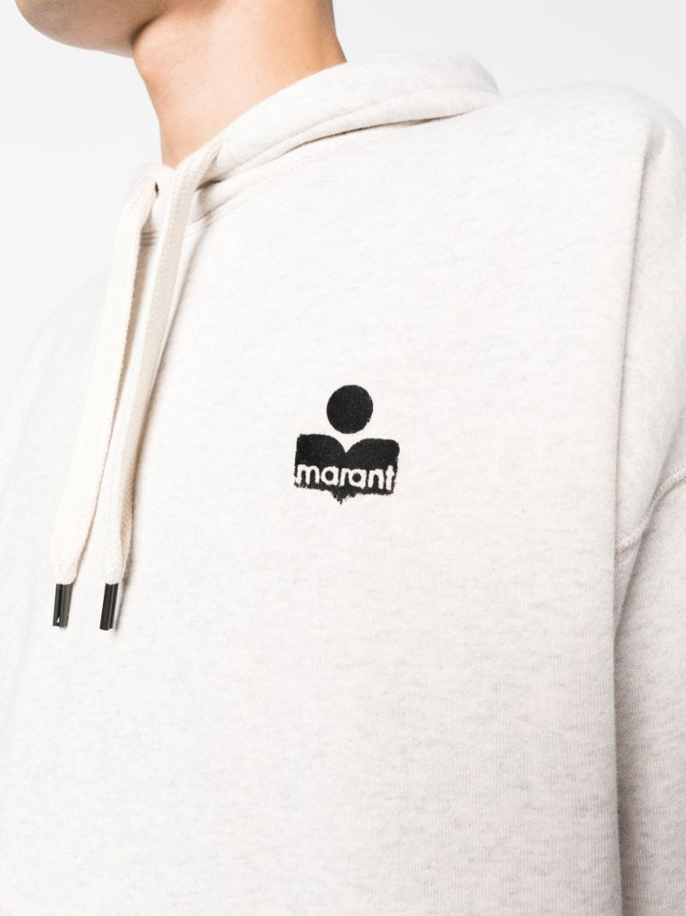 White Malek Flocked Logo Cotton Hoodie