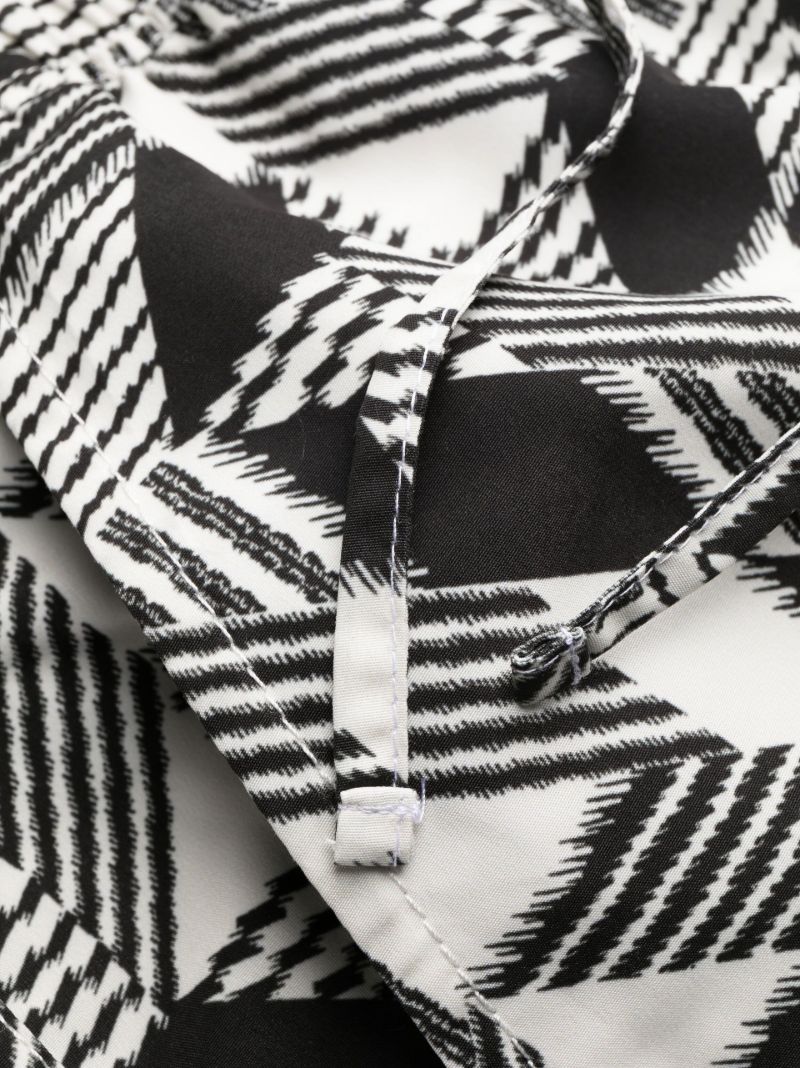 Black Geometric Print Swim Shorts