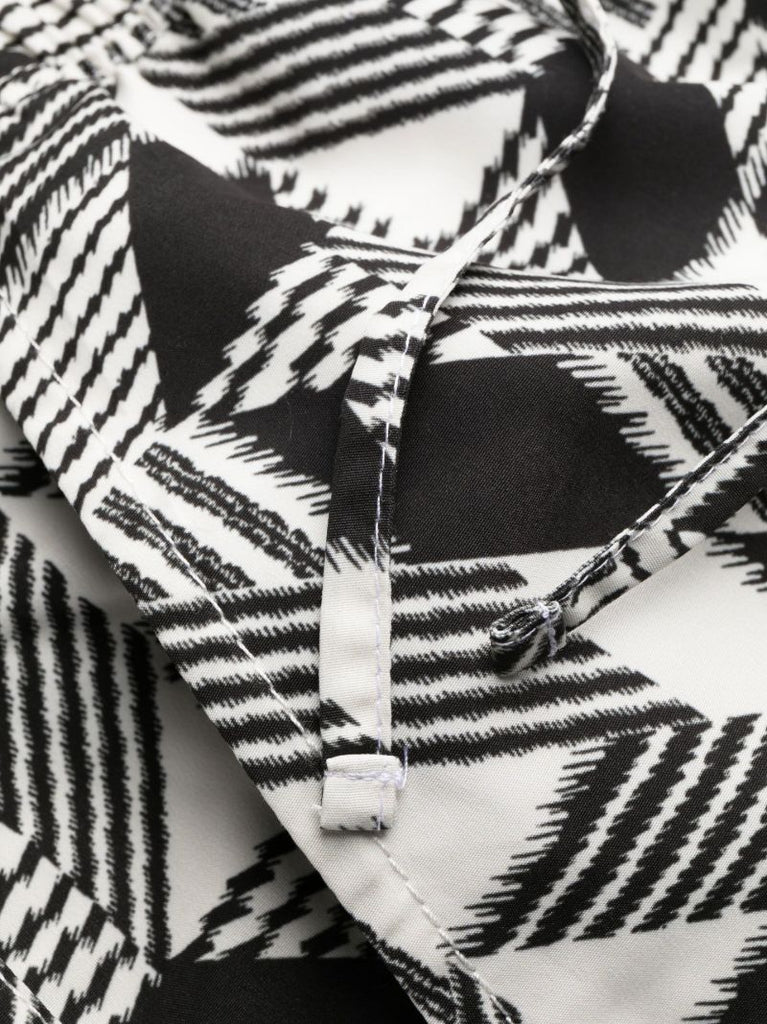 Black Geometric Print Swim Shorts
