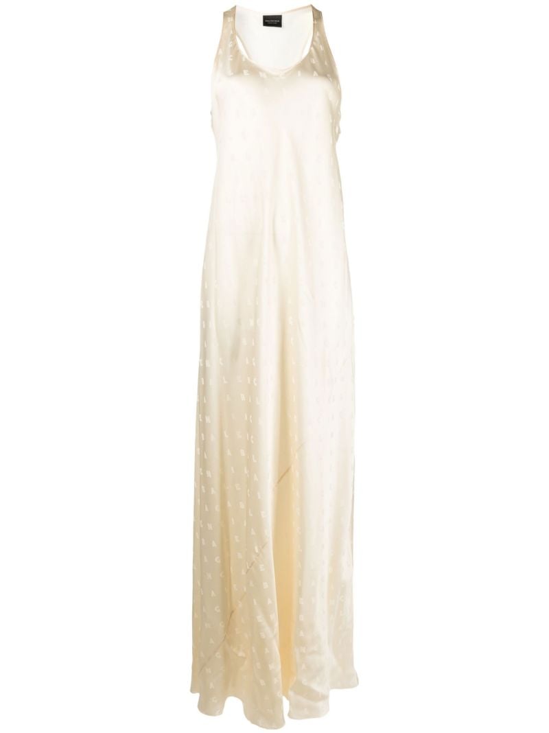 White Logo Jacquard Slip Dress
