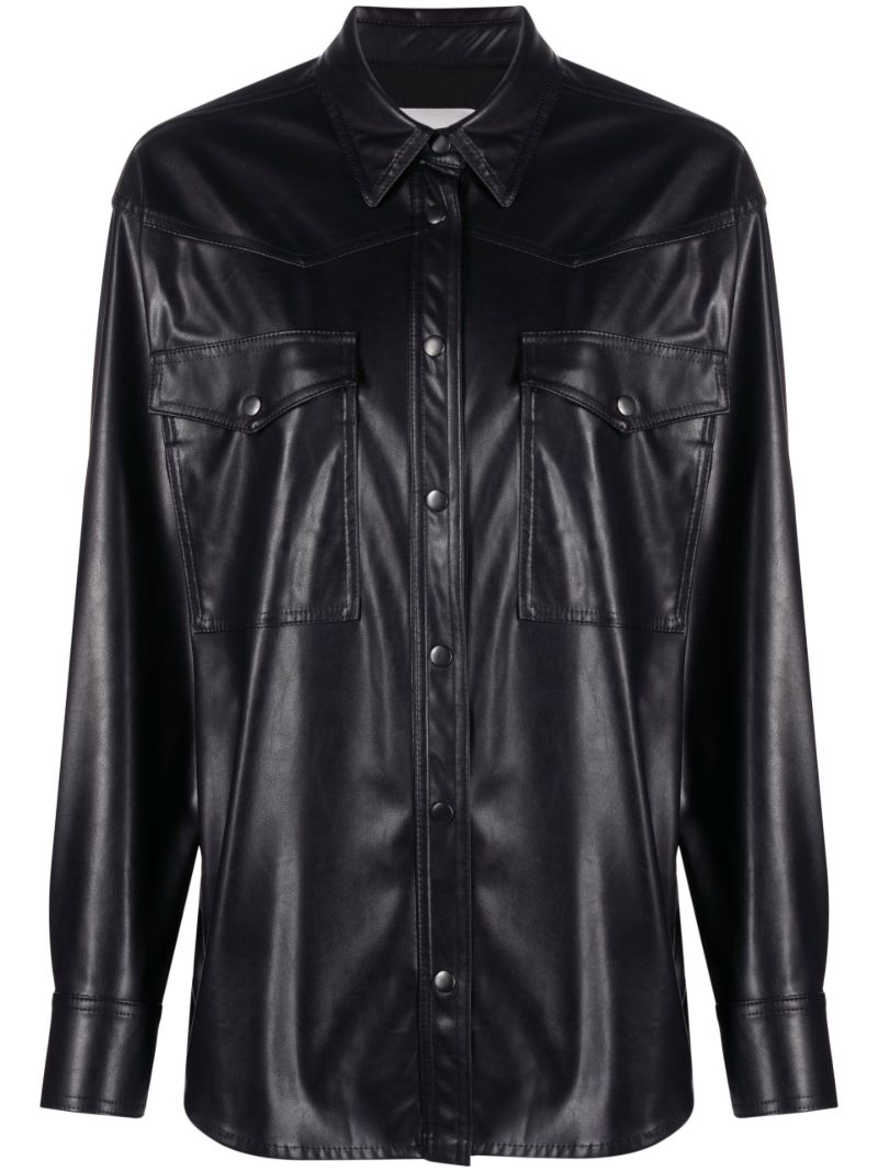 Black Berny Faux Leather Shirt