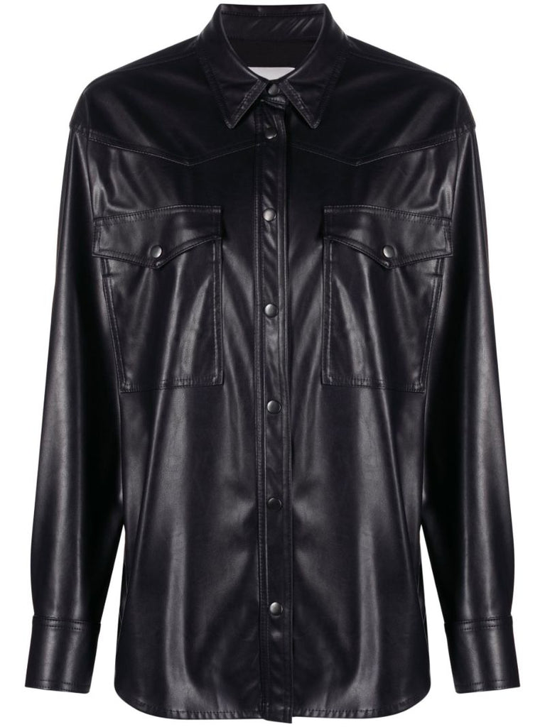 Black Berny Faux Leather Shirt