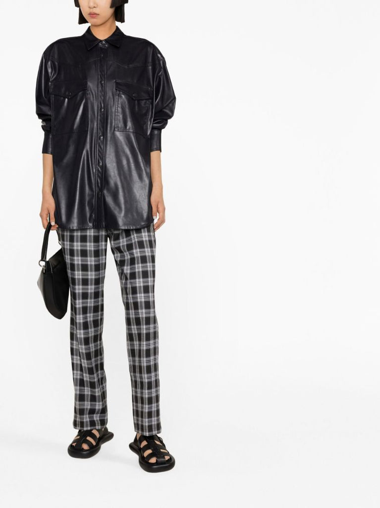 Black Berny Faux Leather Shirt