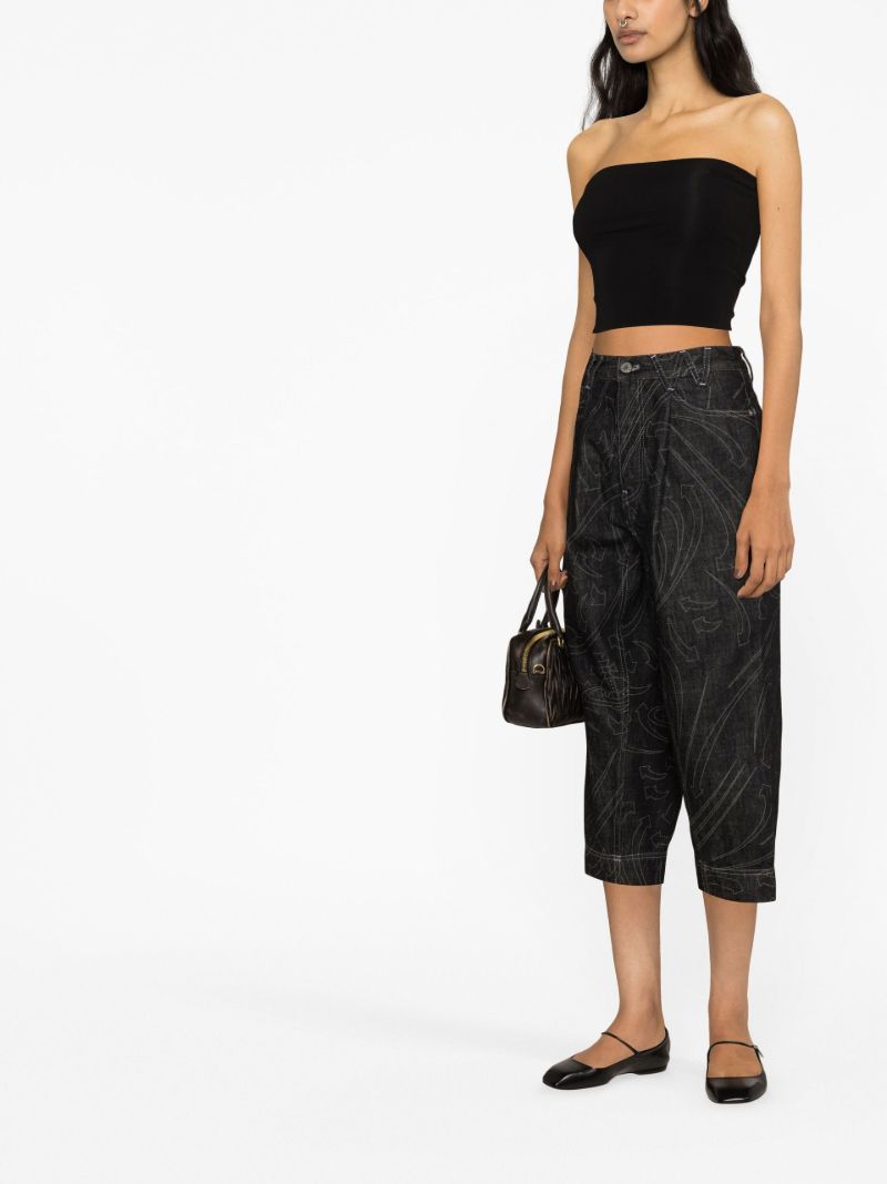 Black Printed Cropped Jeans