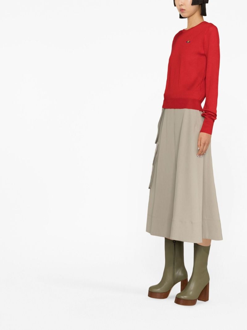 Red Embroidered Knitted Top