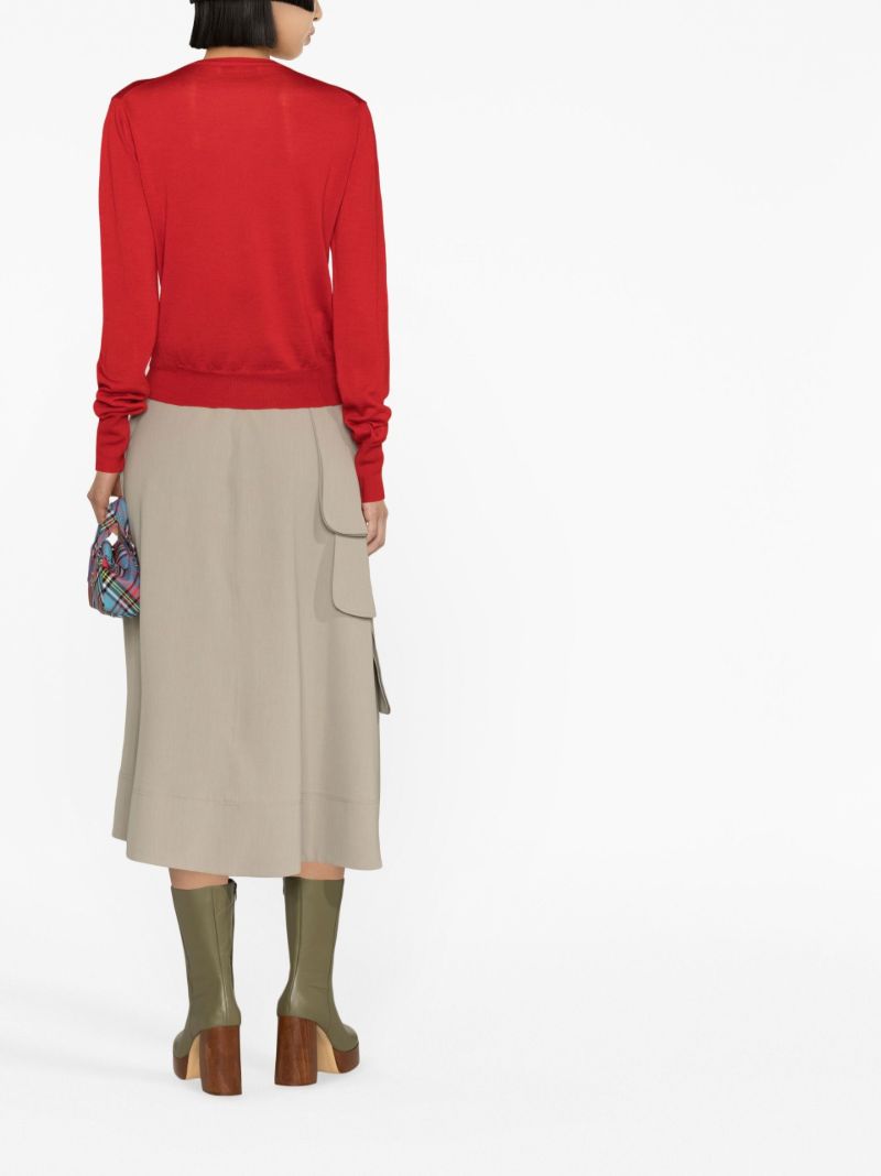 Red Embroidered Knitted Top