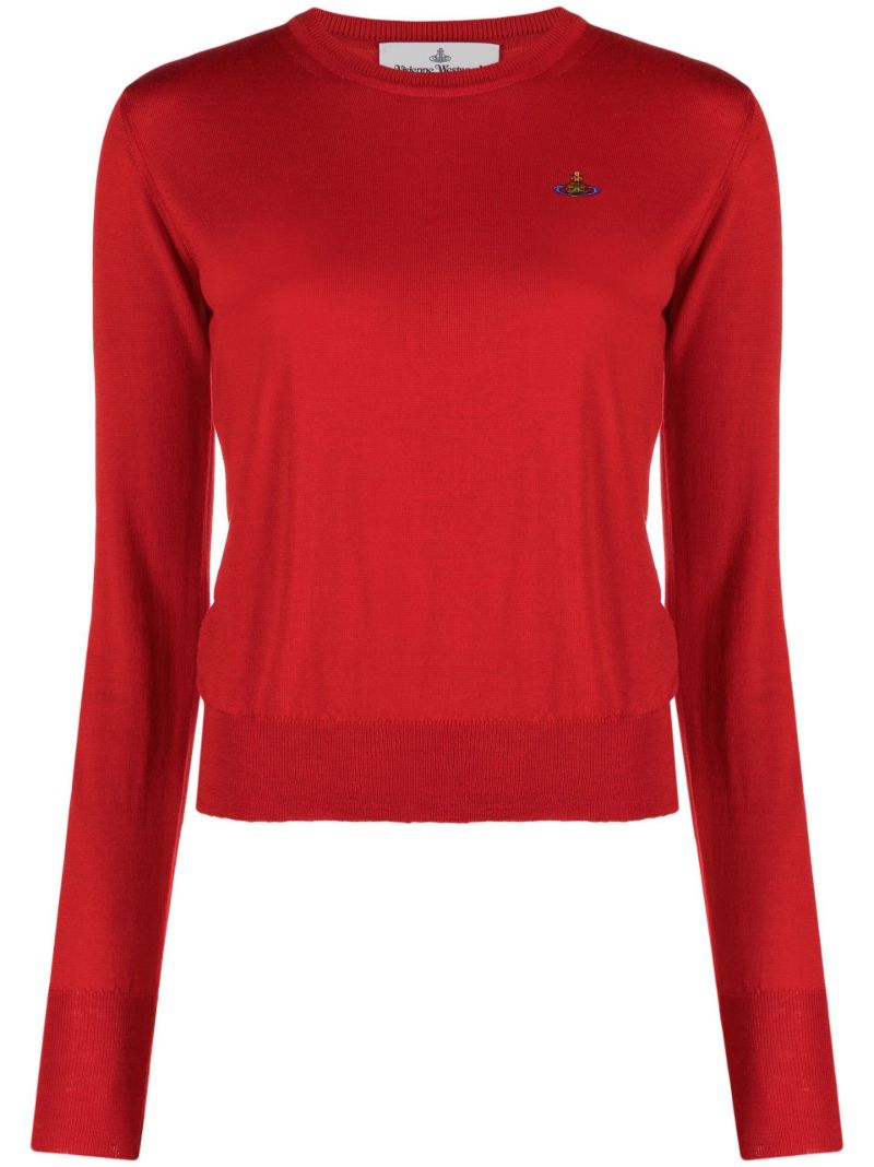 Red Embroidered Knitted Top