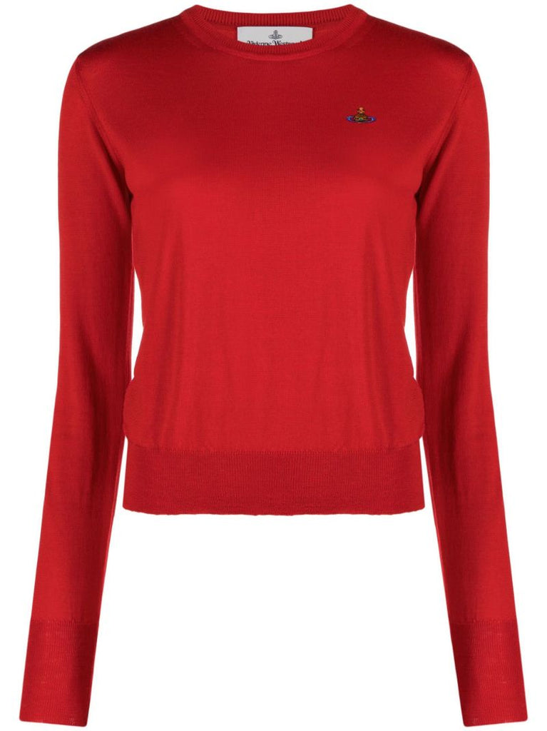 Red Embroidered Knitted Top