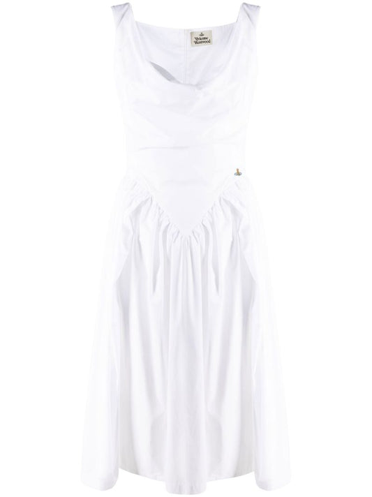 White Sunday Cowl-neck Dress