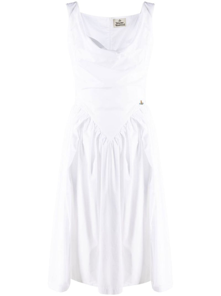 White Sunday Cowl-neck Dress