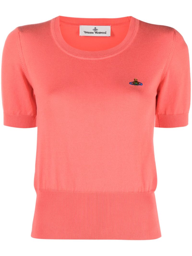 Pink Orb-embroidered Knitted Top