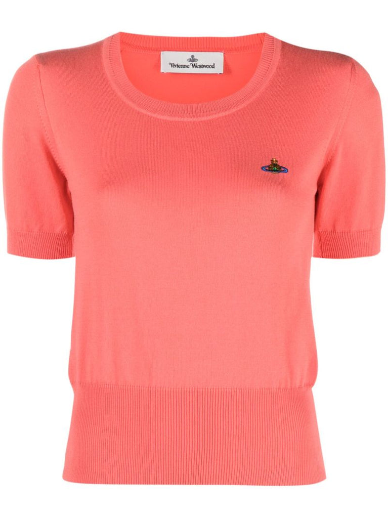 Pink Orb-embroidered Knitted Top