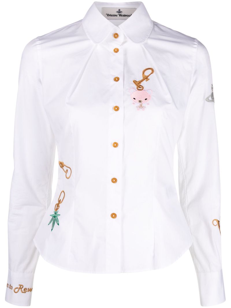 White Embroidered Long Sleeved Shirt