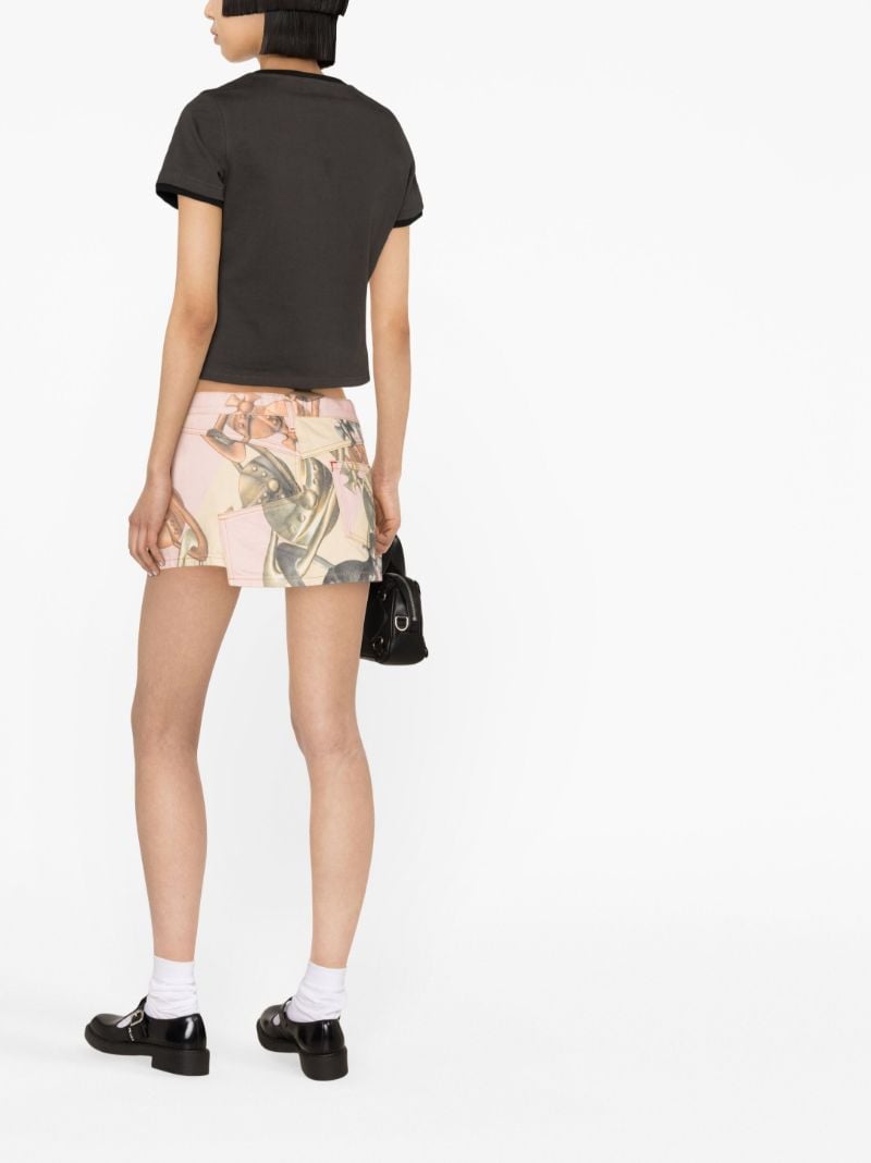 Pink Asymmetric-hem Denim Skirt