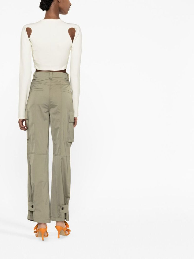 White Logo Cut-out Cropped Top
