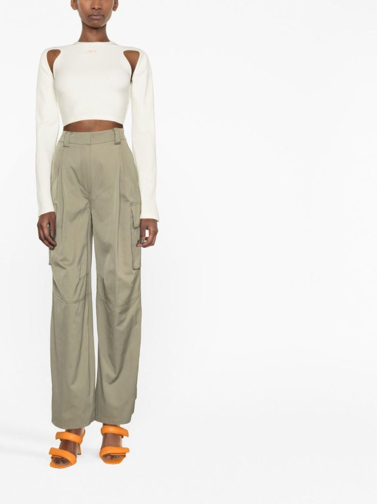 White Logo Cut-out Cropped Top
