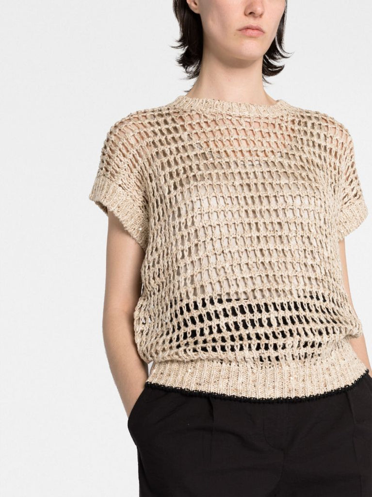 Neutral Open Knitted Top