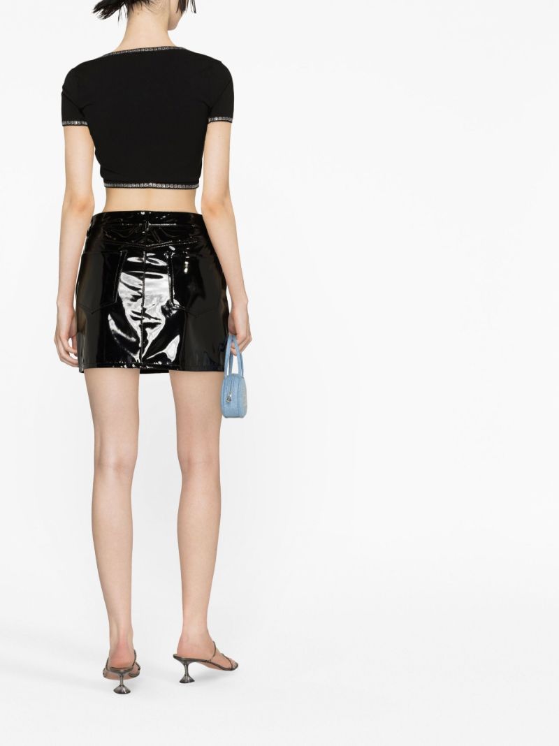 Black Embellished Cropped T-shirt