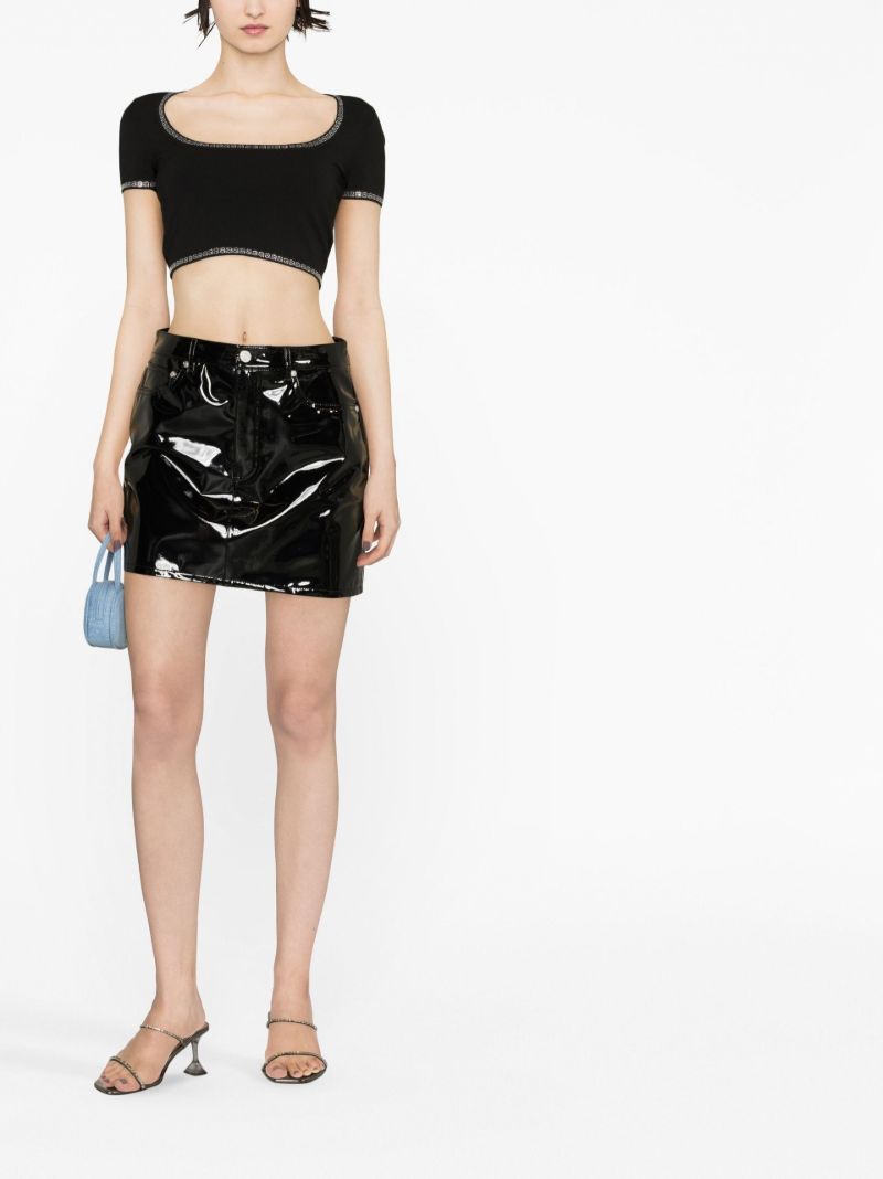 Black Embellished Cropped T-shirt