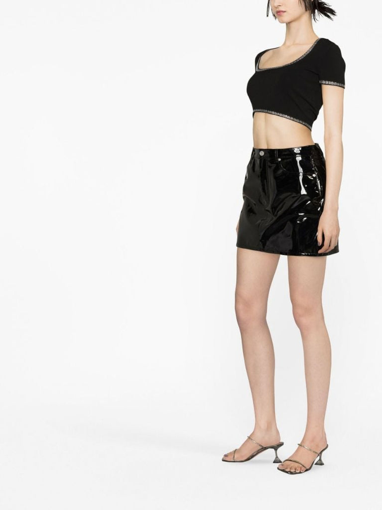 Black Embellished Cropped T-shirt