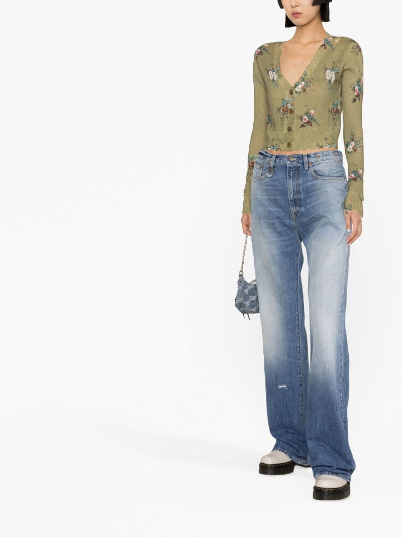 Green Floral Intarsia Cashmere Cardigan