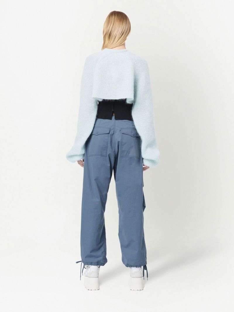 Blue Chunky-knit Bolero Cardigan