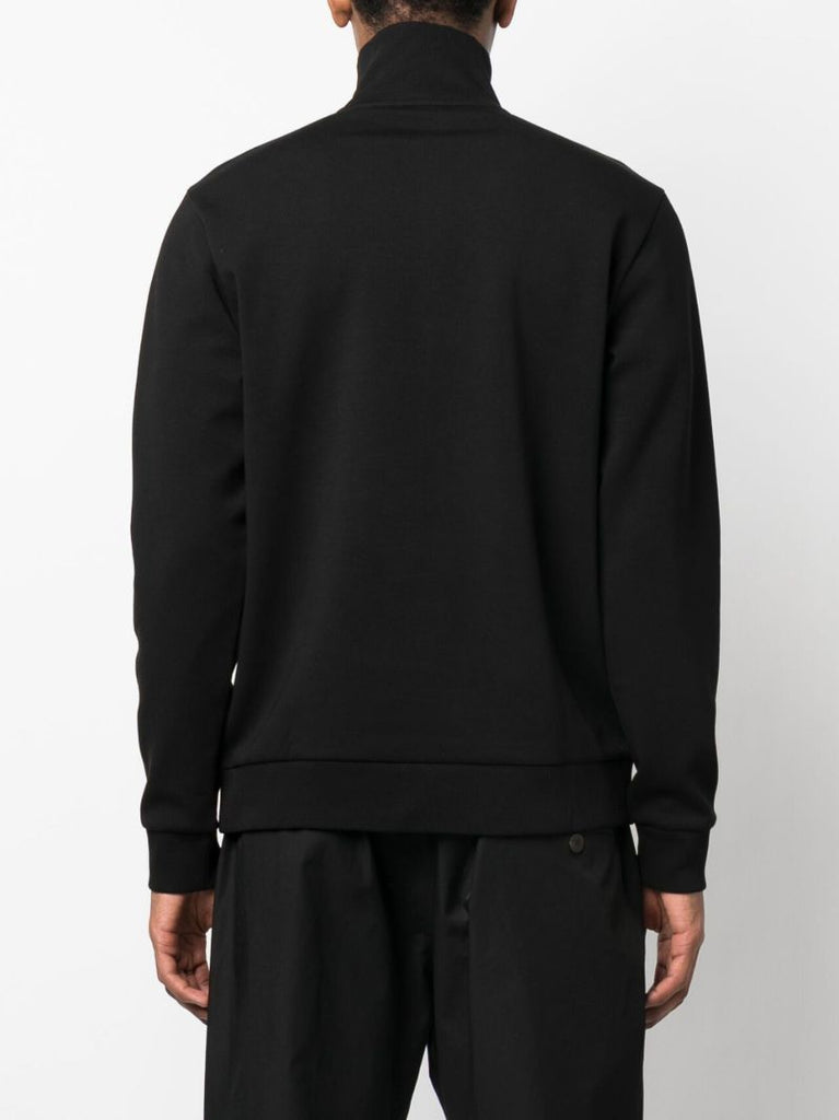 Black Logo Embroidered Zip-up Sweatshirt