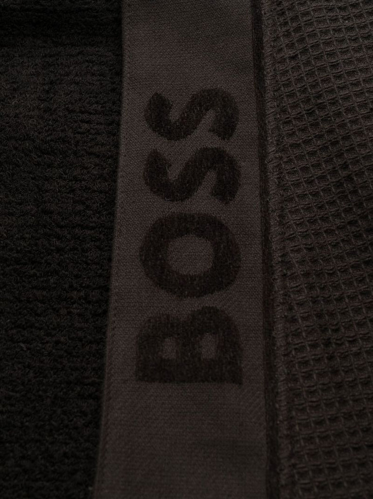 Black Waffle-knit Robe