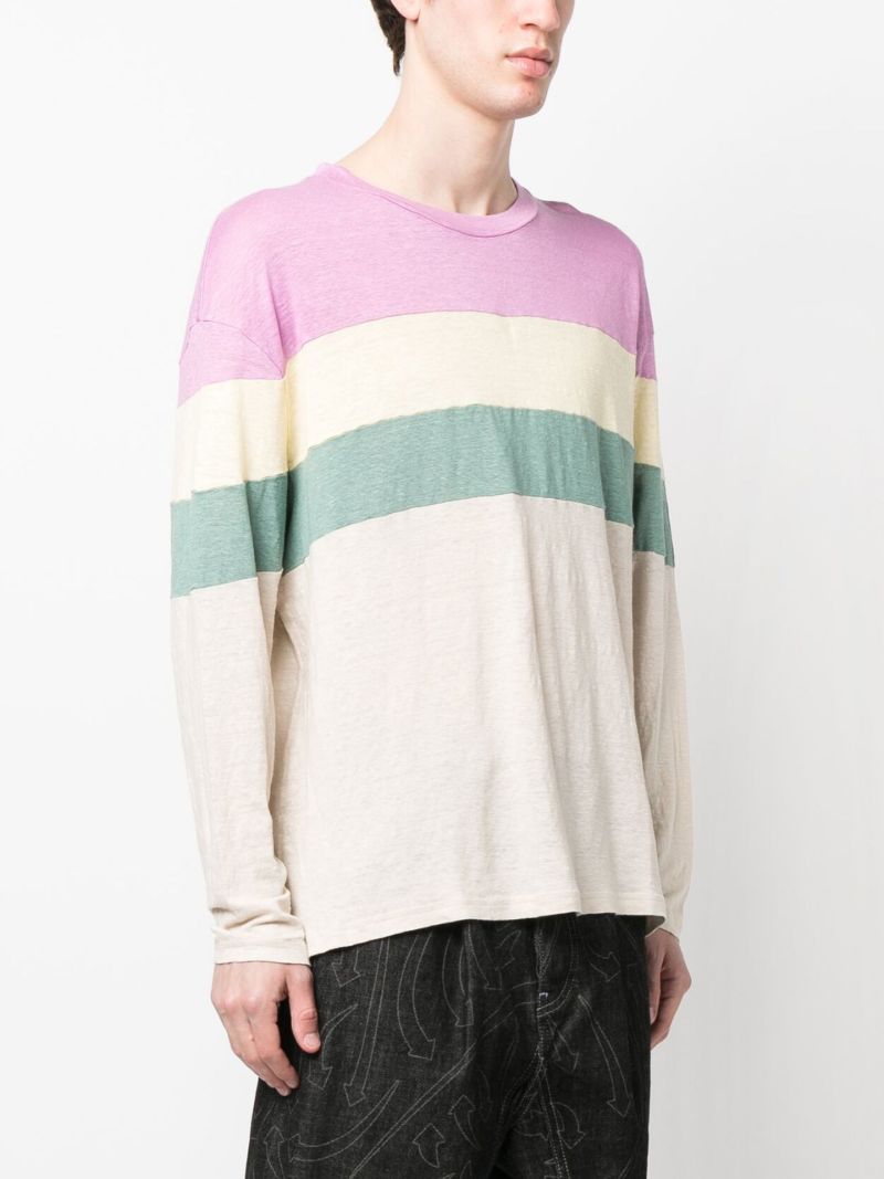 Neutral Striped Linen Sweater