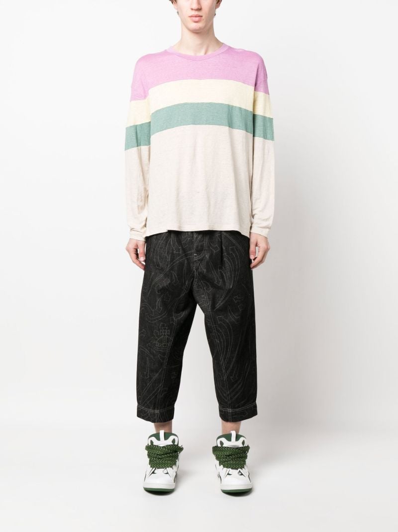 Neutral Striped Linen Sweater