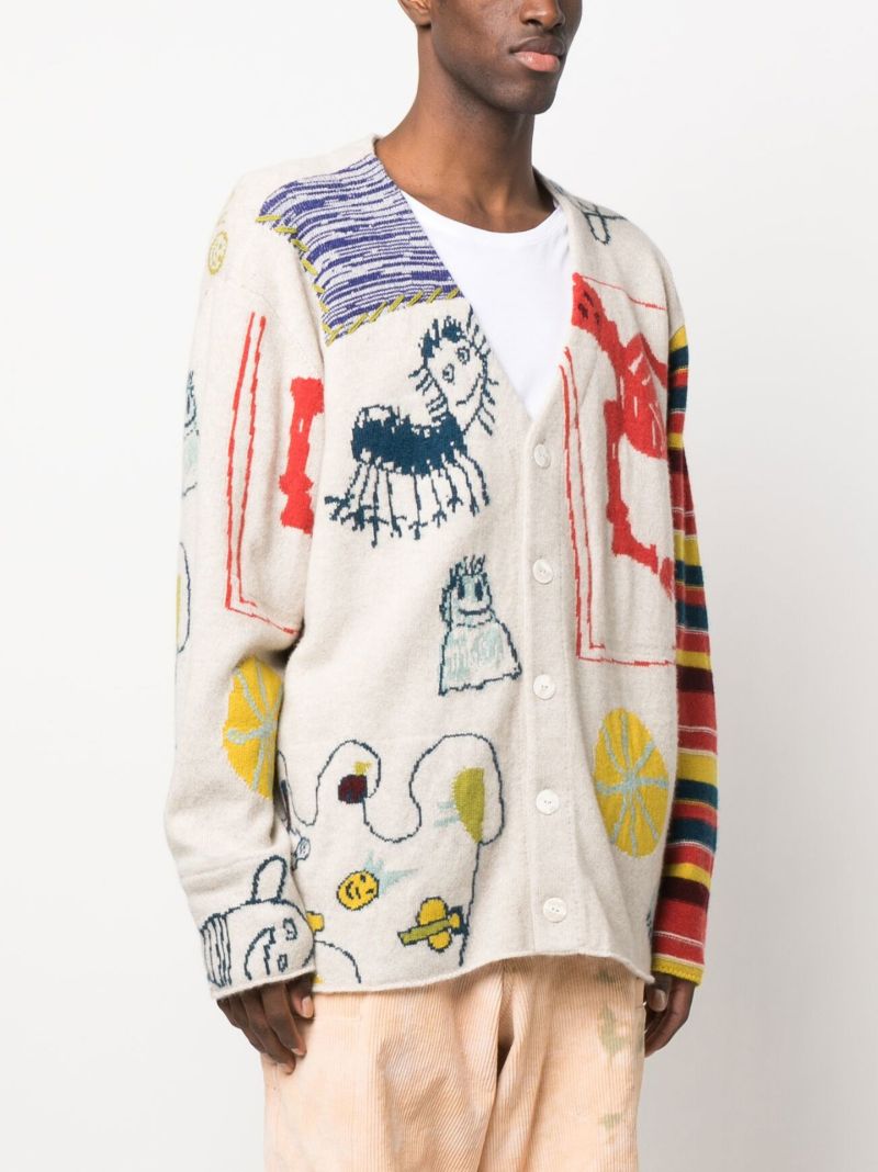 Multicolour Intarsia Knit Cardigan