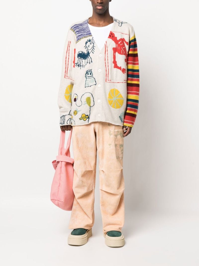 Multicolour Intarsia Knit Cardigan