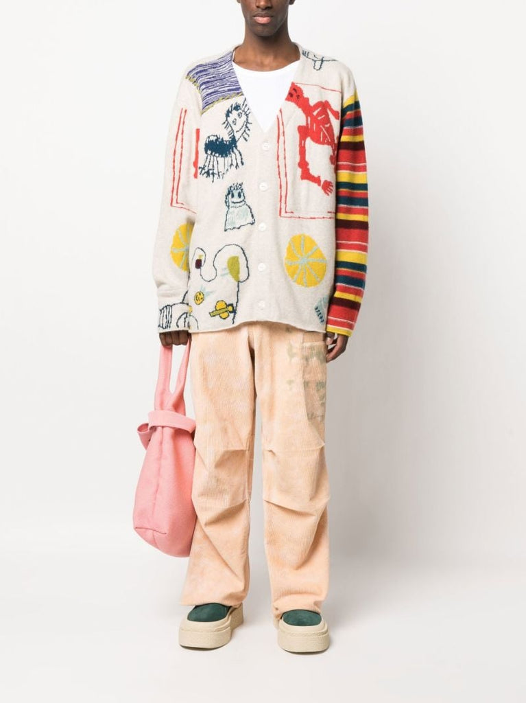 Multicolour Intarsia Knit Cardigan