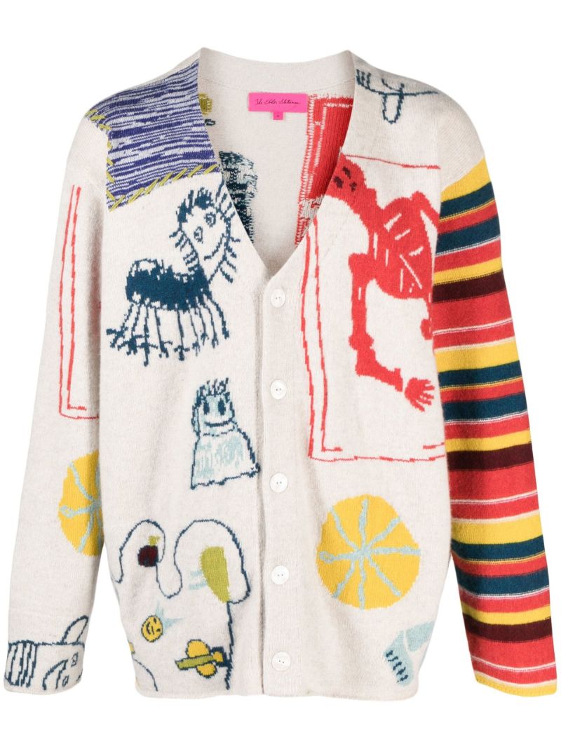Multicolour Intarsia Knit Cardigan