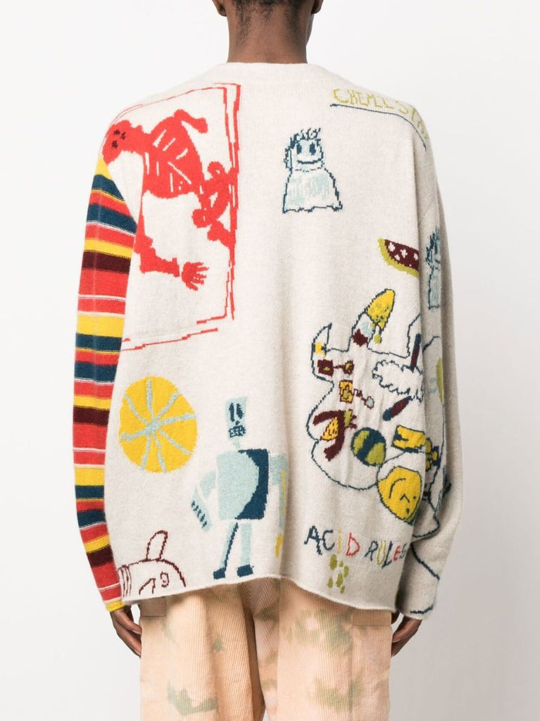 Multicolour Intarsia Knit Cardigan